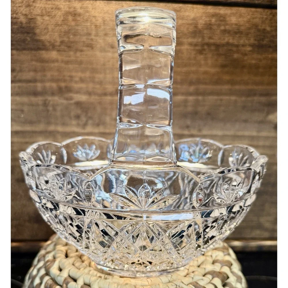 VTG Teleflora 24% Lead Crystal Clear Glass Czech Republic Floral Basket-stunning